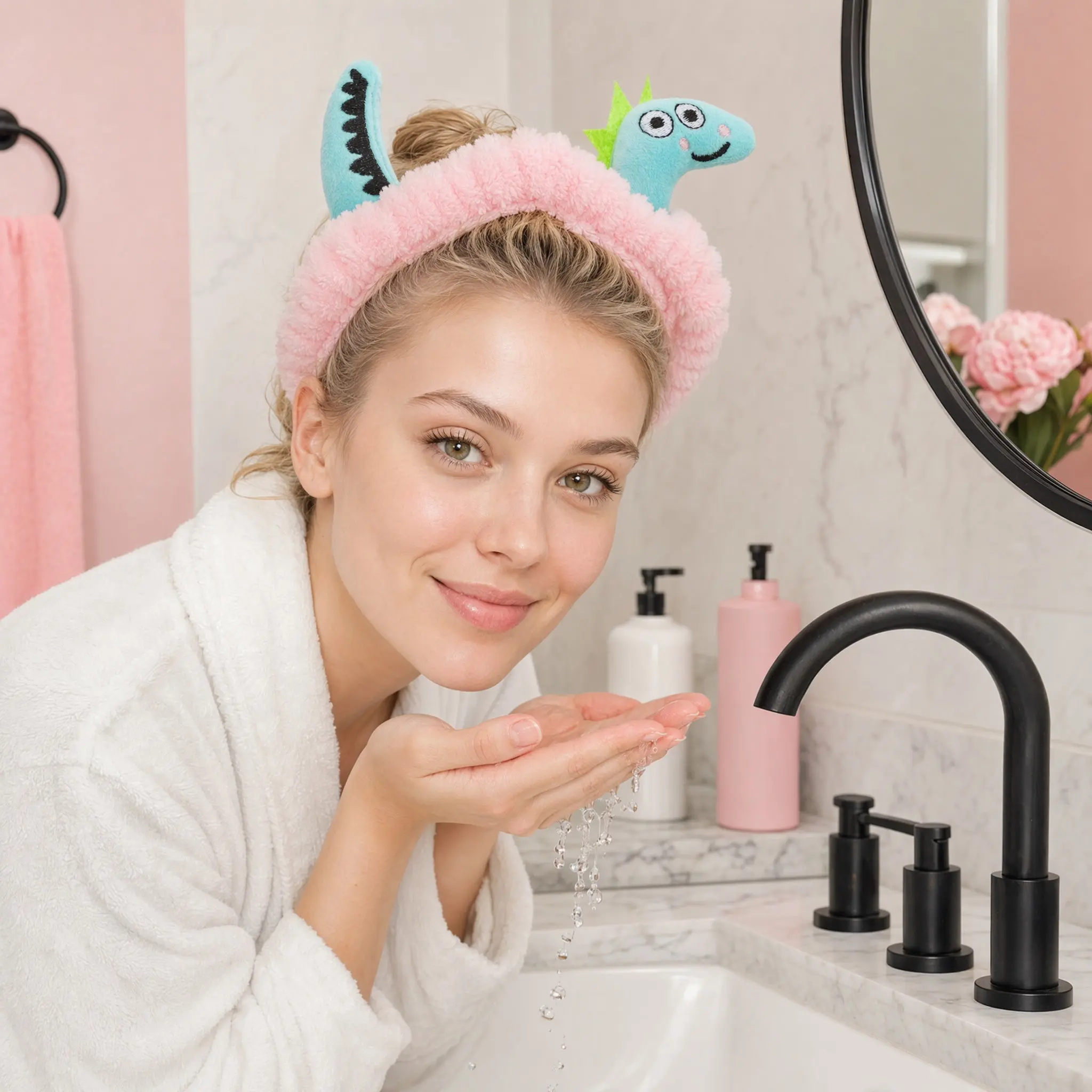 Cute Dinosaur Cartoon Headband Women's Hair Accessory for Teens Birthday Masquerade New Year Party Photo Prop Spa Face
