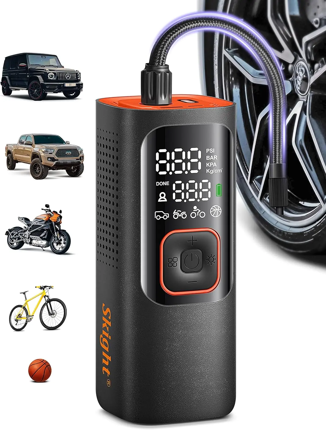 

Portable Tire Inflator 160PSI Air Compressor - LCD Display, Cordless, for Car Motorcycle E-Bike Ball