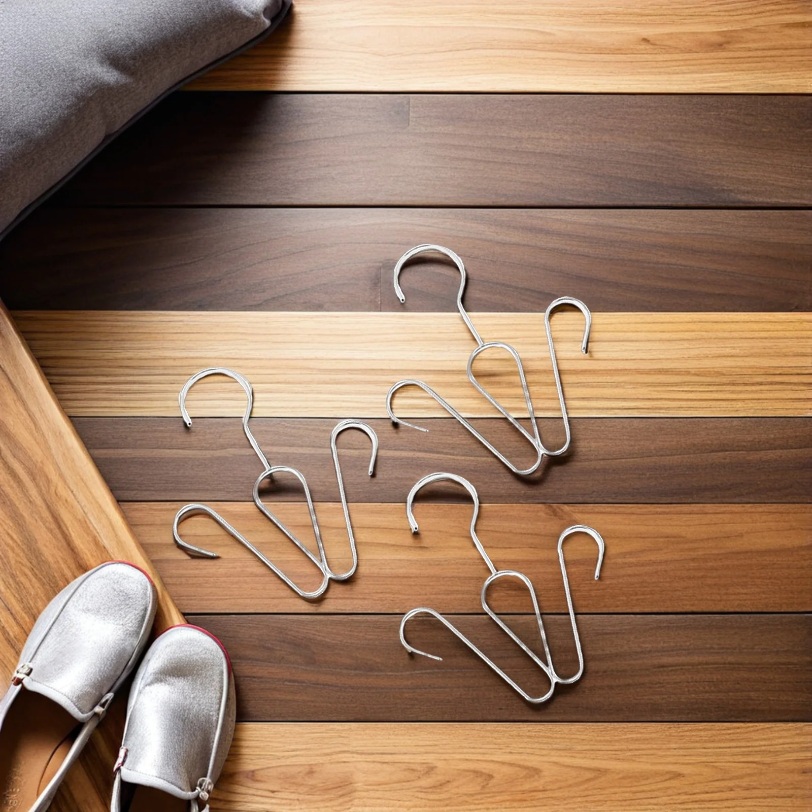 

4Pcs Stainless Steel Shoe Drying Rack Heavy Duty Double Hook Hanger for Closet Boot Slipper Storage Fast Dry Organizer