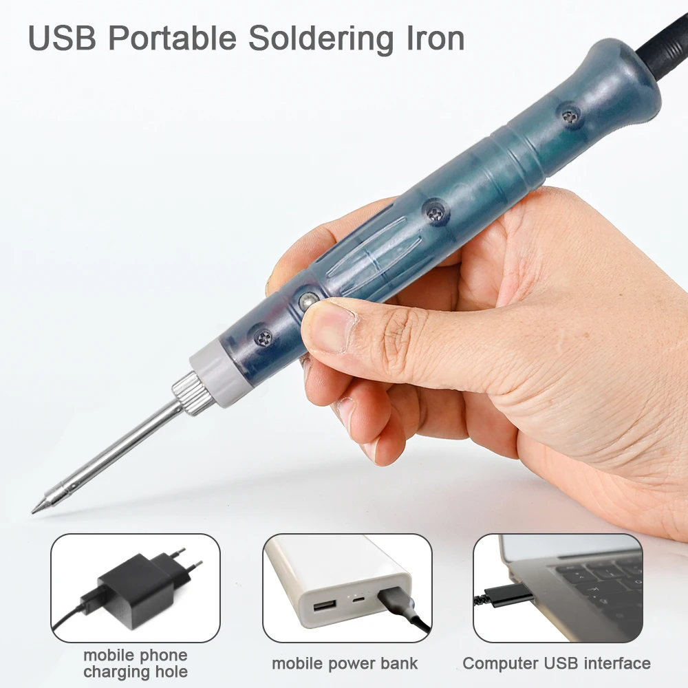 Portable USB Soldering Iron Professional Electric Heating Tools Rework Indicator Light Handle Welding Gun outdoor Repair Tool