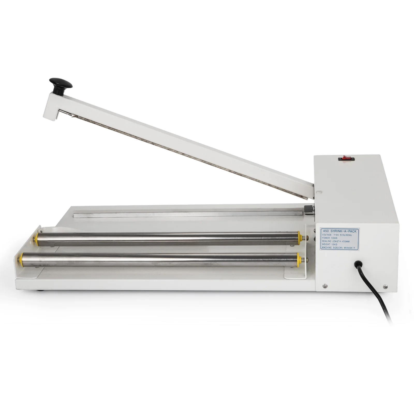 VEVOR-máquina de envoltura retráctil de 18 pulgadas, máquina de embalaje de hierro Premium, sistema de sellador térmico de plástico PVC con pistola de aire caliente para libros y alimentos