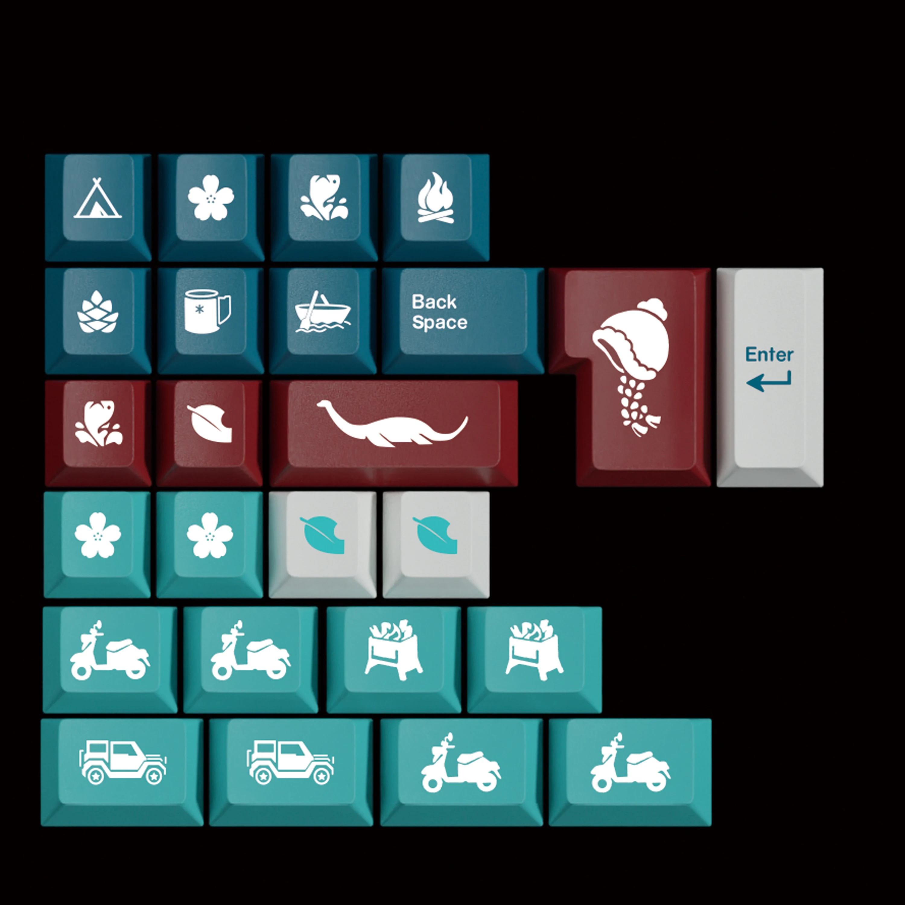 The five-sided hot sublimation customized keycap contains 7U.