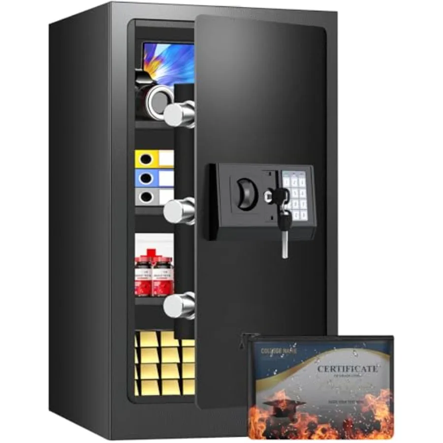 

Сейф для дома высотой 27,57 дюймов с огнестойким водонепроницаемым чехлом, объемом 6,0 куб. футов, с защитой от кражи, цифровым замком безопасности, системой умного оповещения, съемный