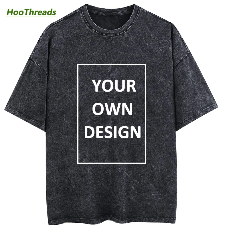 

Custom Print T-shirt for Men Women Customized Logo Pattern Tshirt Casual Vintage Washed Cotton Tees Tops Tailor-made