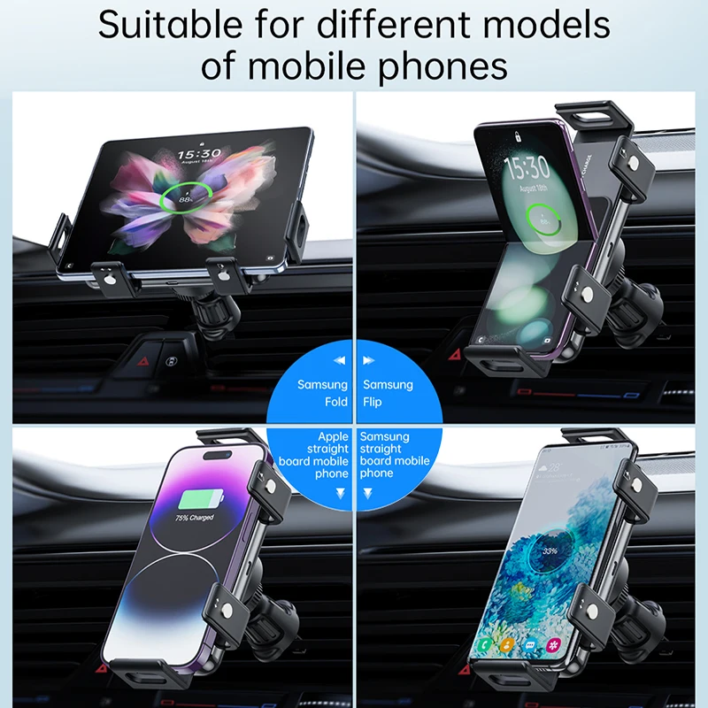 Imagem -05 - Carregador de Carro sem Fio para Samsung Galaxy z Fold Suporte Automático para Carro Montagem para Iphone 15 Xiaomi Pixel S23 Ultra S22 15w