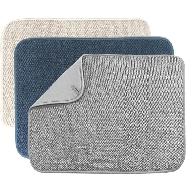 Kitchen Dish Drying Mat Absorbent Quick Dry Coffee Drain Pad Tableware Draining Pad Dinnerware Placemat Home Hotel Table Mat
