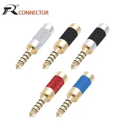 1pc Carbon Fiber Gold-Plated Jack 4.4mm 5Poles Audio Plug Pure Copper Connector with 6mm Wire Hole