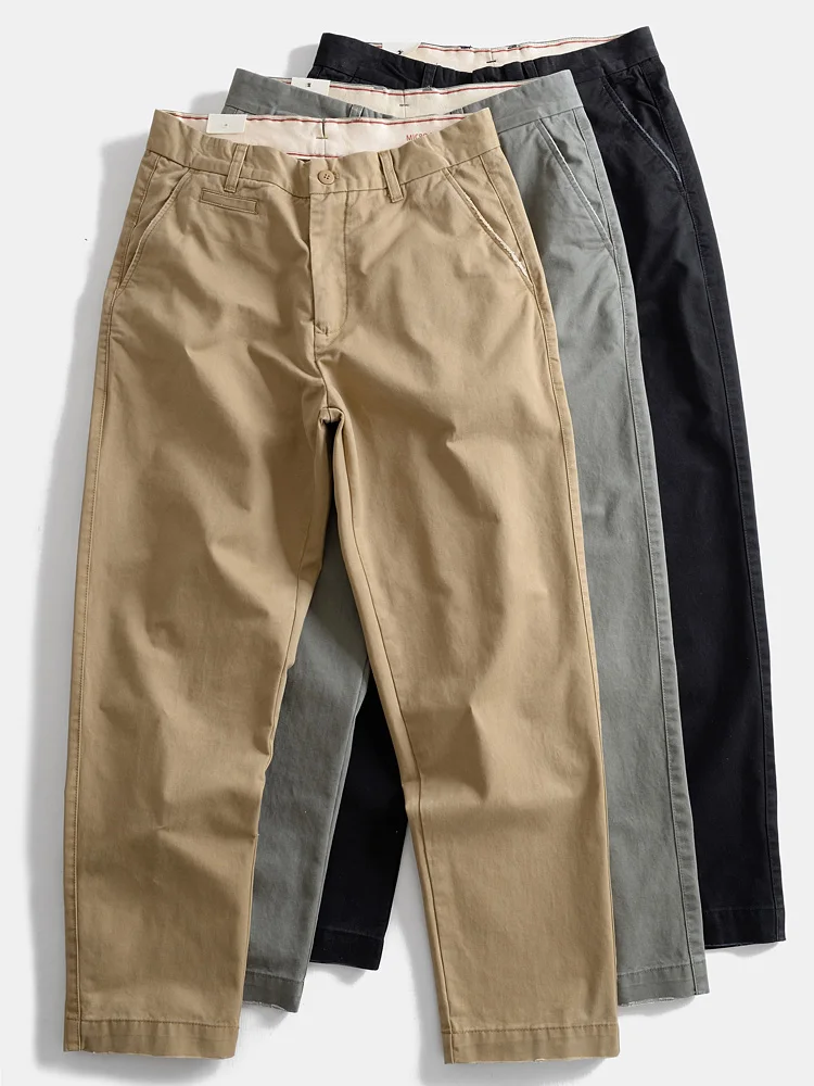 

Мужские повседневные брюки из чистого хлопка, свободного кроя, прямые, винтажные, для активного отдыха, в американском стиле...