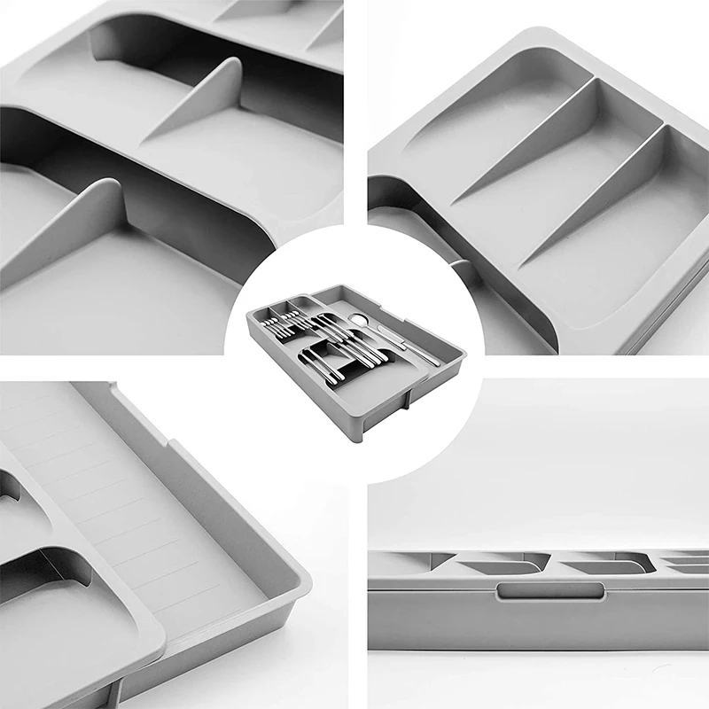 Multipurpose Cutlery Silverware Kitchen Utensil Drawers Organizer Block Holder Knives Forks Spoon Spice Bottle Storage Rack Tray