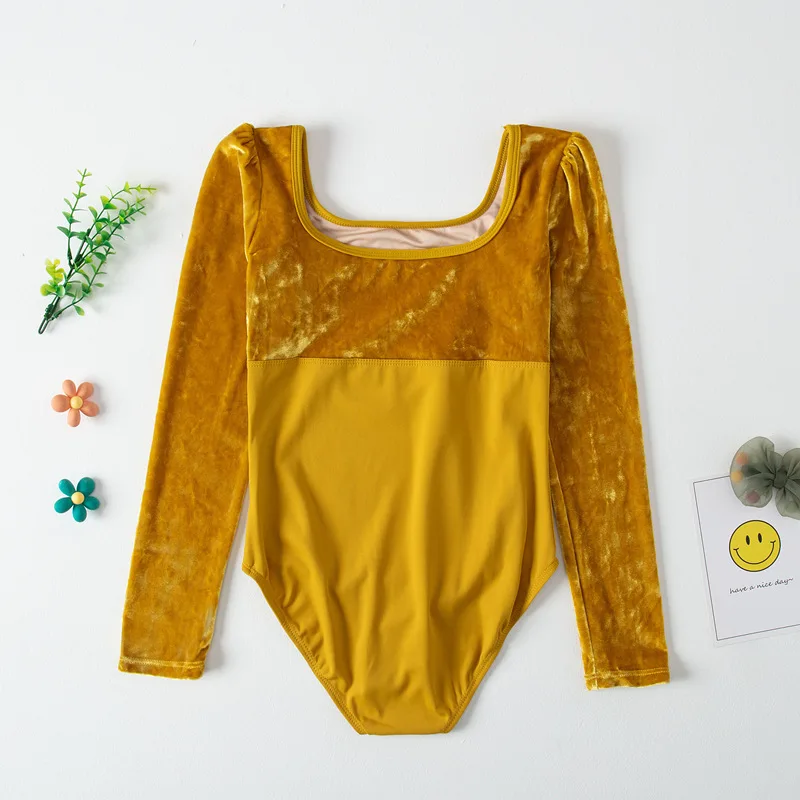 Justaucorps de ballet à manches longues pour enfants, vêtements de danse d'entraînement bon marché, velours diamant, entrejambe ouvrable, coton, IQUE dex, filles, enfants, offre spéciale