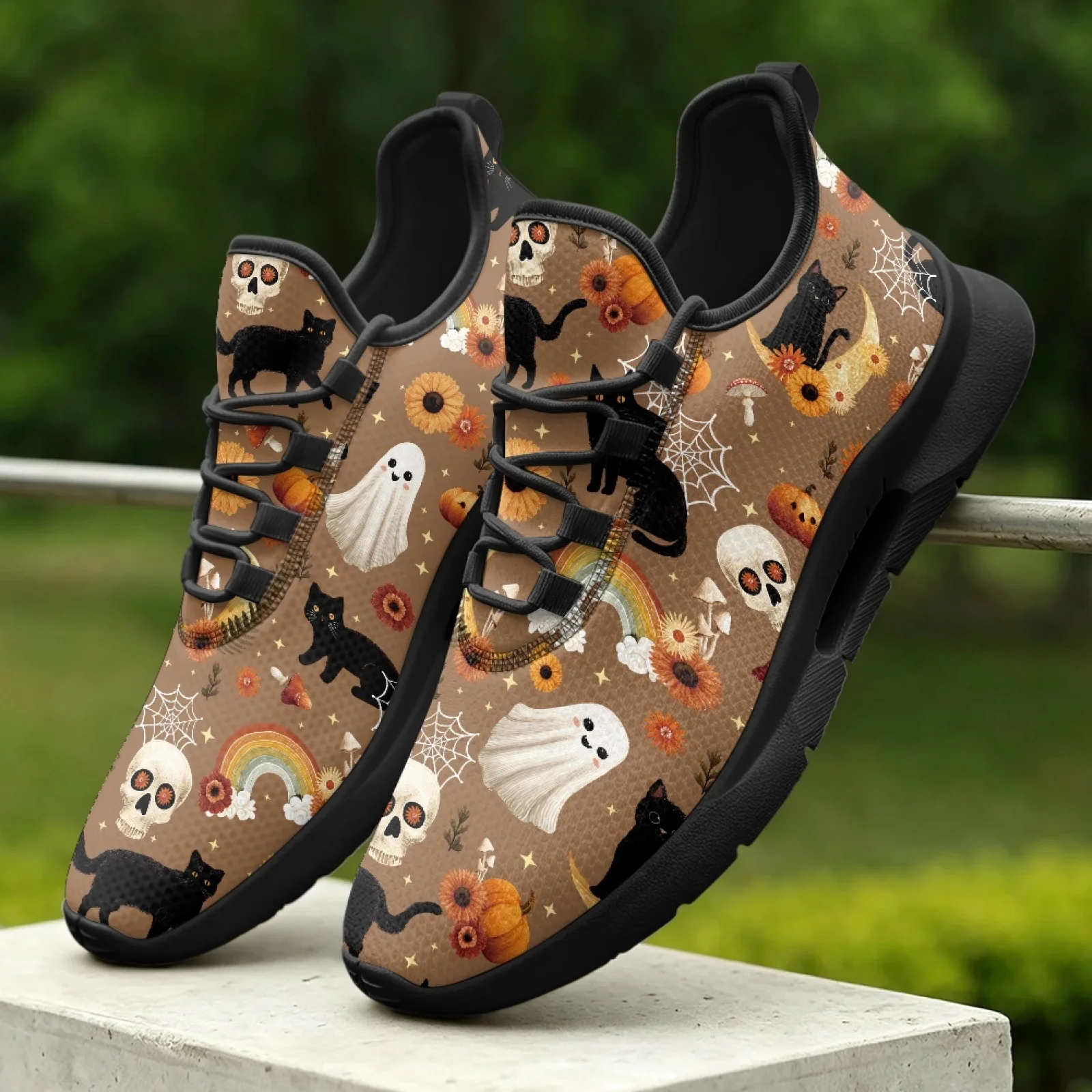 PENSTROLL Rainbow Ghost Print Fashion Classic Walking Shoes Men's Sneakers for Unisex Standing Business