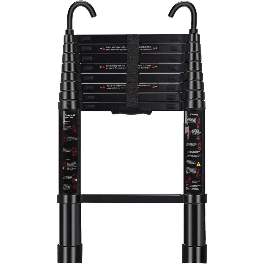 

Telescoping Ladder 8.5 FT - Aluminum Telescopic Ladder with Hooks - Folding Extension Ladders for Home Work Loft Roof Attic RV L