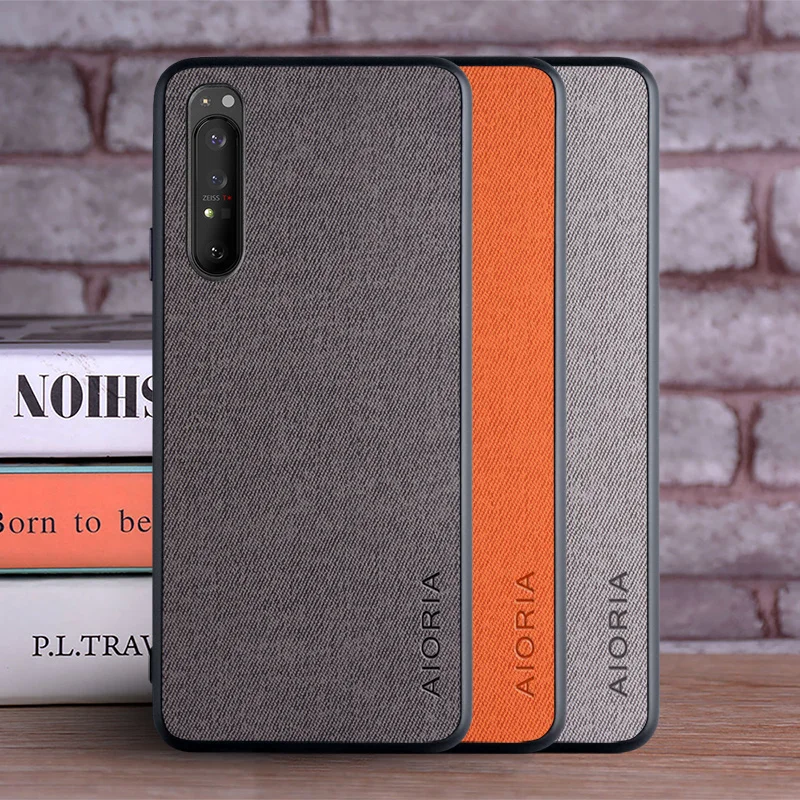 Capa para sony xperia 1 iii capa luxuosa de couro têxtil macio tpu rígido pc capa de telefone para sony xperia 1 iii case funda capa