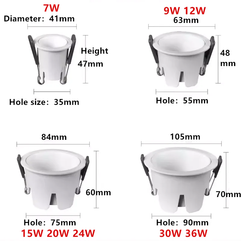 CRI 98 OSRAM Chip Embedded Dimmable LED Downlights 7W9W12W15W20W24W30W36W Anti Glare COB Ceiling Lamp Spot Lights AC90-260V