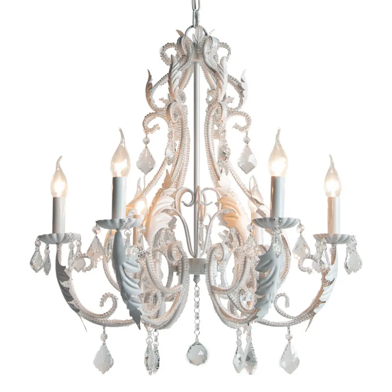 

American Retro crystal Chandelier French Living Room Dining Room Bedroom Clothes Shop Creative E14 Candle Droplight