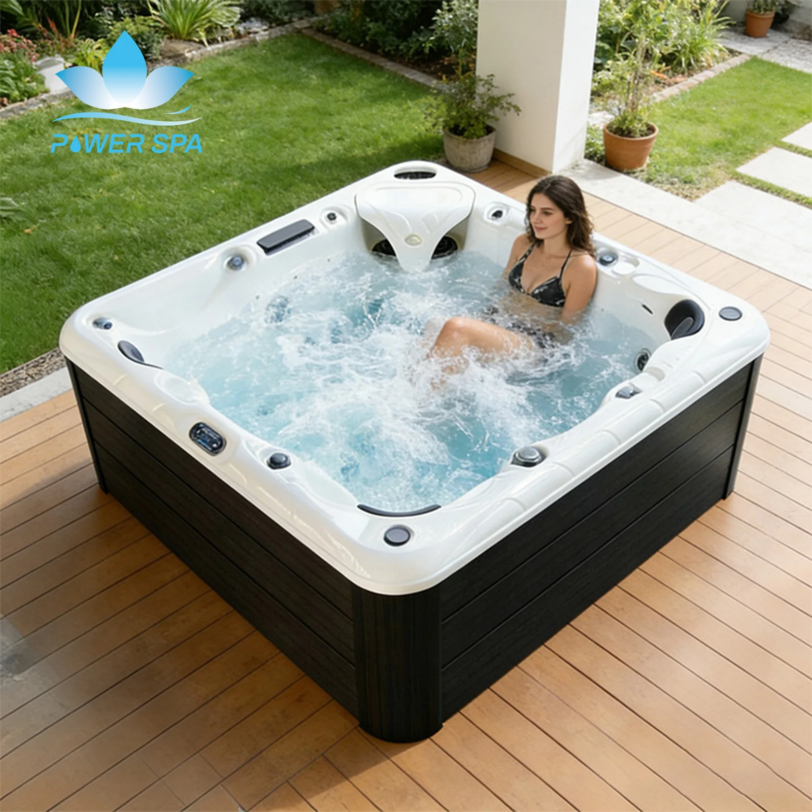 For4-5 Person with LED Lights Backyard Comfortable High Grade Acrylic Portable Jacuzzier Hot Tub Outdoor Hot Tub