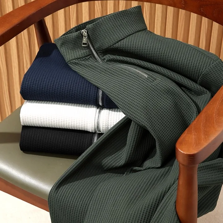 

Men's Casual Outdoor Hoodie 000TEX Advanced Flannel Warm Elastic Breathable Zipper Ne Design Stand Fit Polyester Fiber