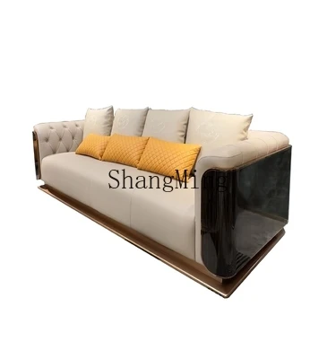 

CL light luxury leather sofa high-end luxury villa living room solid wood simple paint sofa furniture