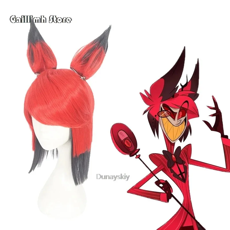 2025 yiyiNew Hazbin Hotel ALASTOR Pelucas de cosplay Accesorios para el cabello Halloween Carnaval Disfraces de Navidad Accesorios