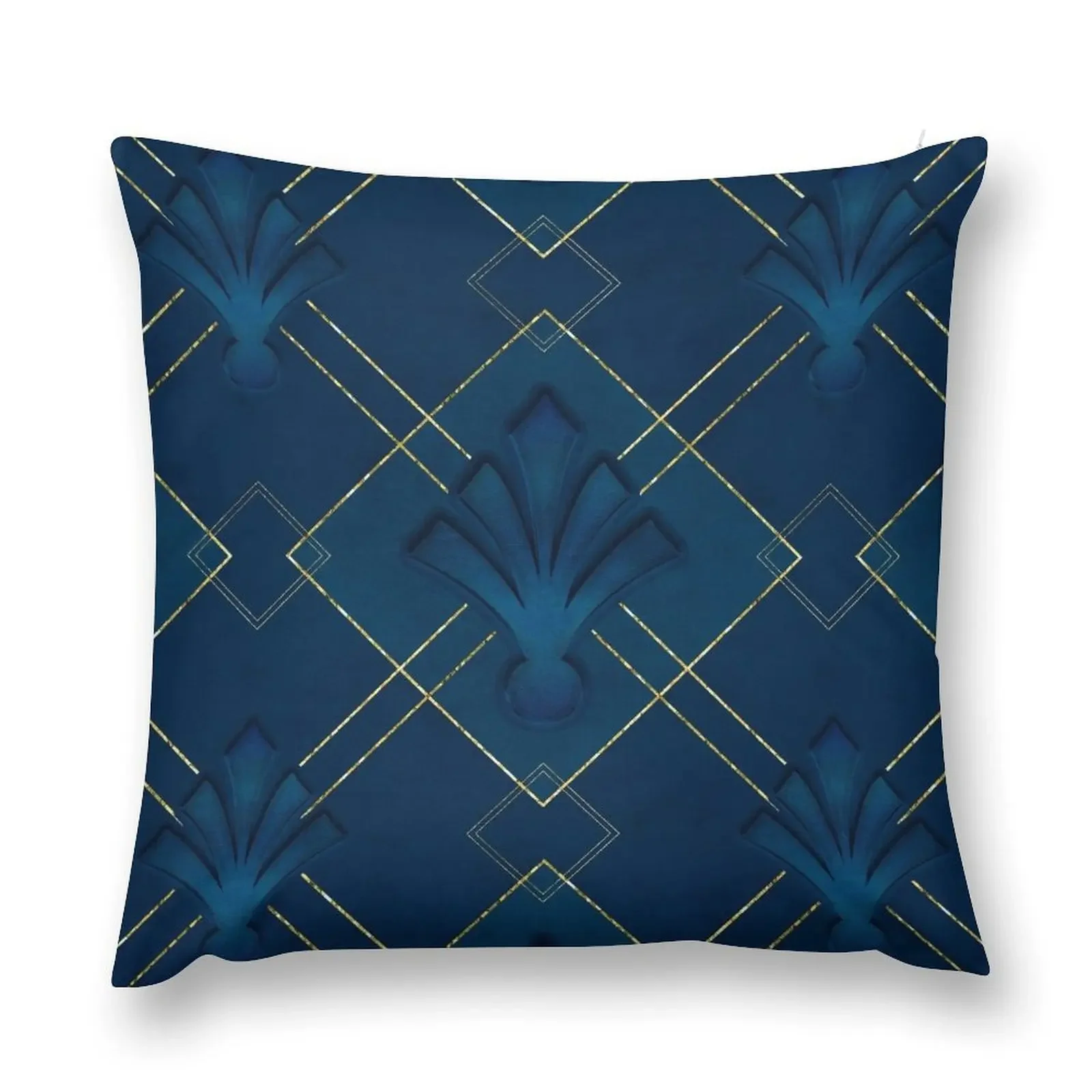 

Dark Blue And Gold Art Deco Pattern Throw Pillow Cushions Home Decor Luxury Pillow Case Sofa Cushions Cover pillow