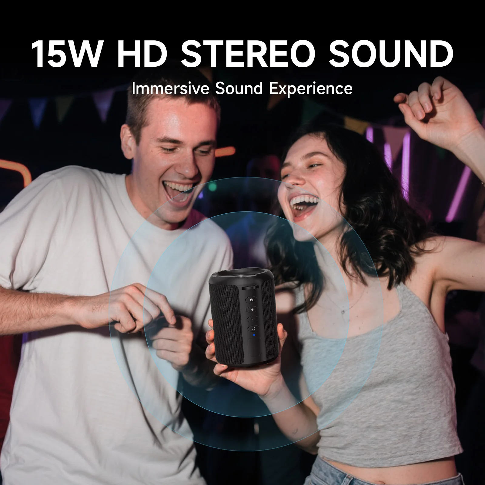 Ortizan X9S Tragbarer Bluetooth-Lautsprecher, Bass Boost HD Loud Sound, kabelloser Lautsprecher mit LED-Licht, IPX7 wasserdicht, 15-W-Lautsprecher – Detail 16