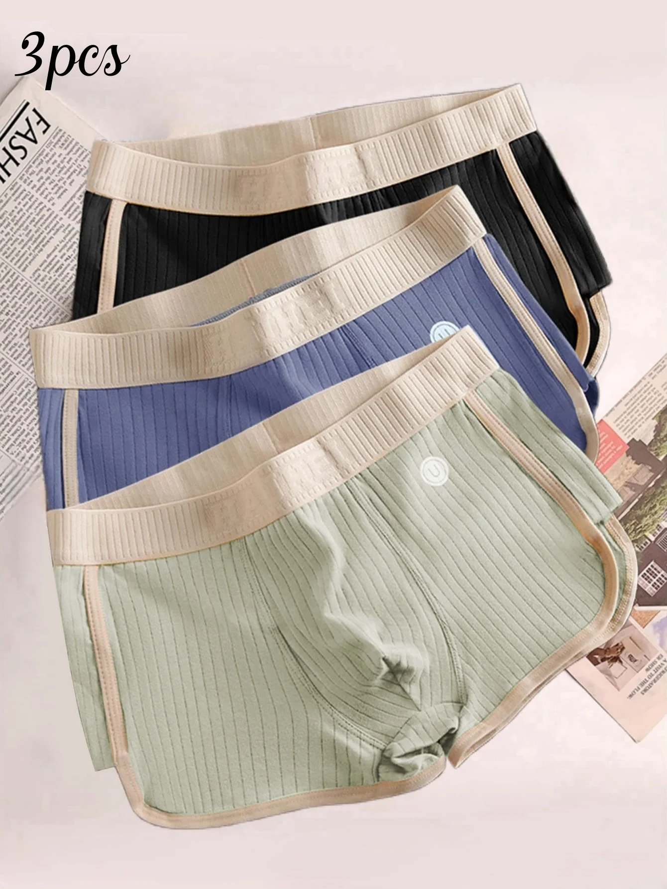 

3 шт. мужские хлопковые трусы-боксеры - дышащие удобные свободные шорты, нижнее белье для молодежи, мужские сексуальные трусы