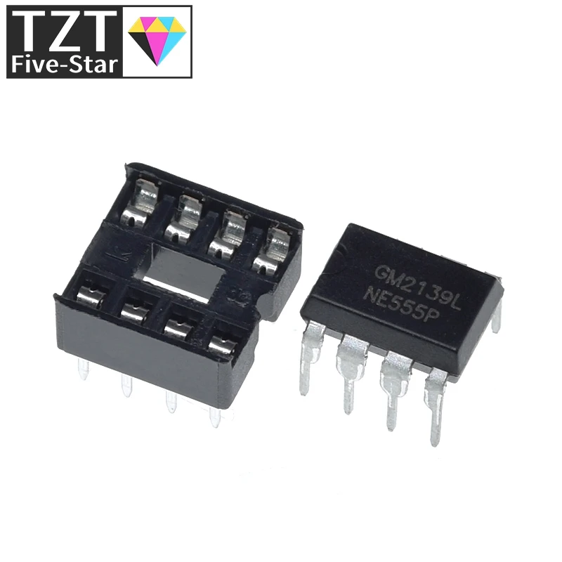 DIYTZT 10 قطع، (5 كل) NE555 NE555P IC 555 لمذبذب برمجة الموقت