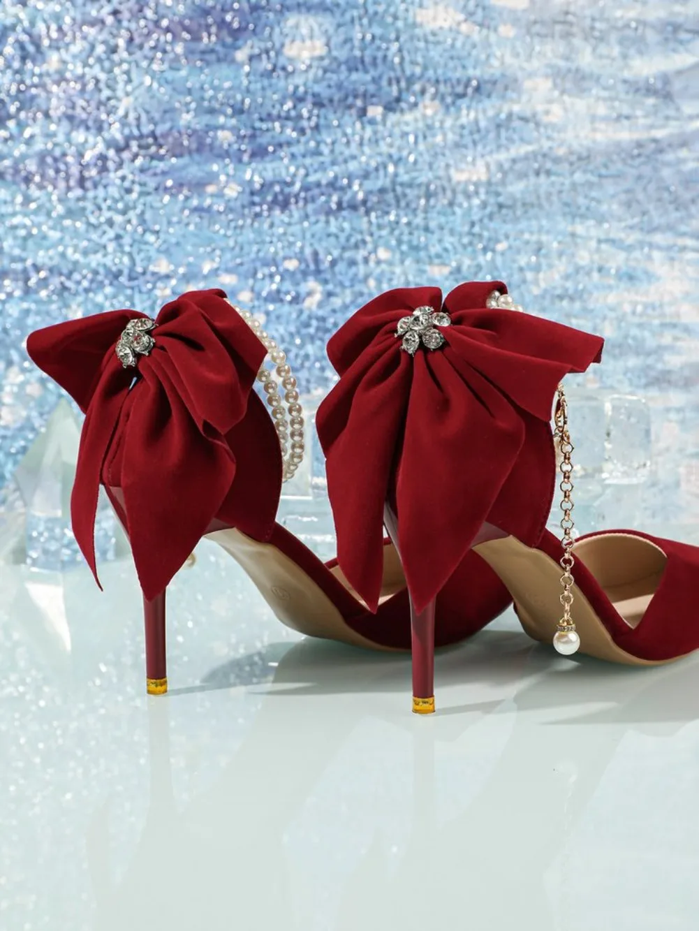 Women's Pumps Thin Heel Wedding Shoes 2026 Red Butterfly Shallow High Heels Buckle Strap Sandals Elegant Pointed Toe Women Shoes