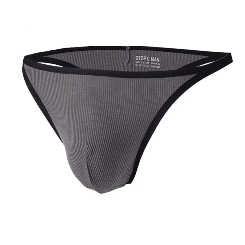 

Men's Underwear Ribbed U-Cut Sexy Thong Small Triangle Briefs