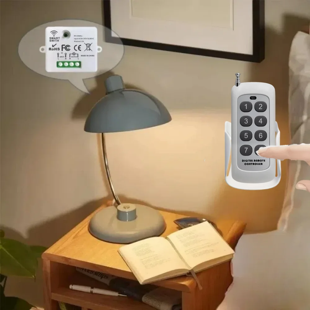 433 Mhz RF Mini Wireless Remote Control Light Switch 1000M Distance AC 110V 220V Relay Receiver Switch for Home Led Lamp Fan