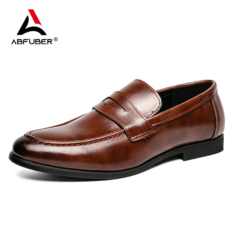 Mocassins de couro genuíno masculino, sapatos de negócios, vestido de noiva, moda casual, centavo, macio