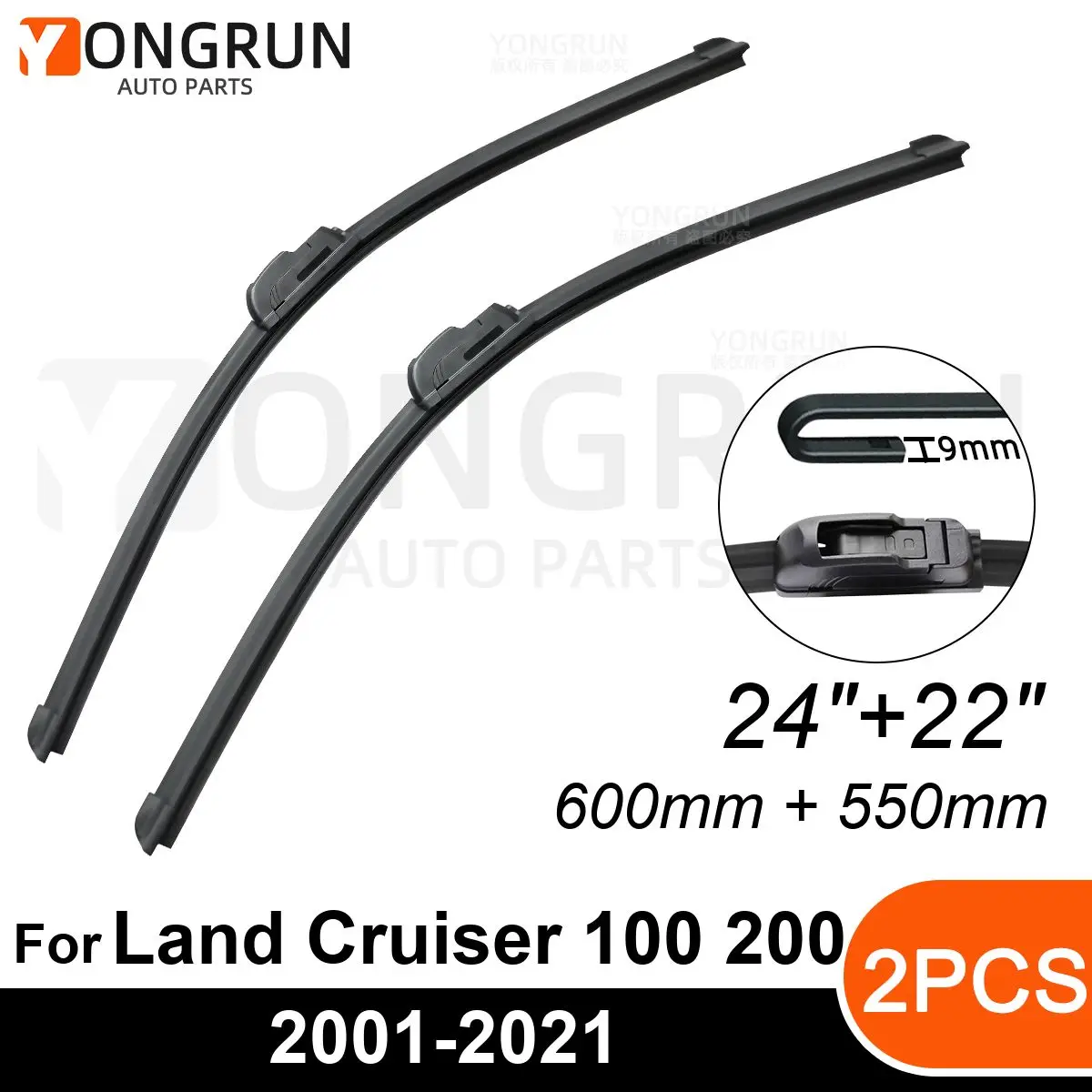 Front Wipers For Toyota Land Cruiser 100 200 2001-2021 Wiper Blade Rubber 24