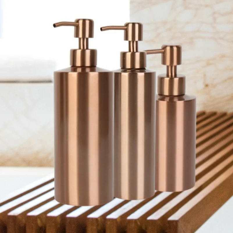 

Stainless Steel Soap Dispenser 250ml/350ml/550ml Rose Gold Lotion Pump Manually Pressing Refillable Bottles Gel Bottle Bathroom