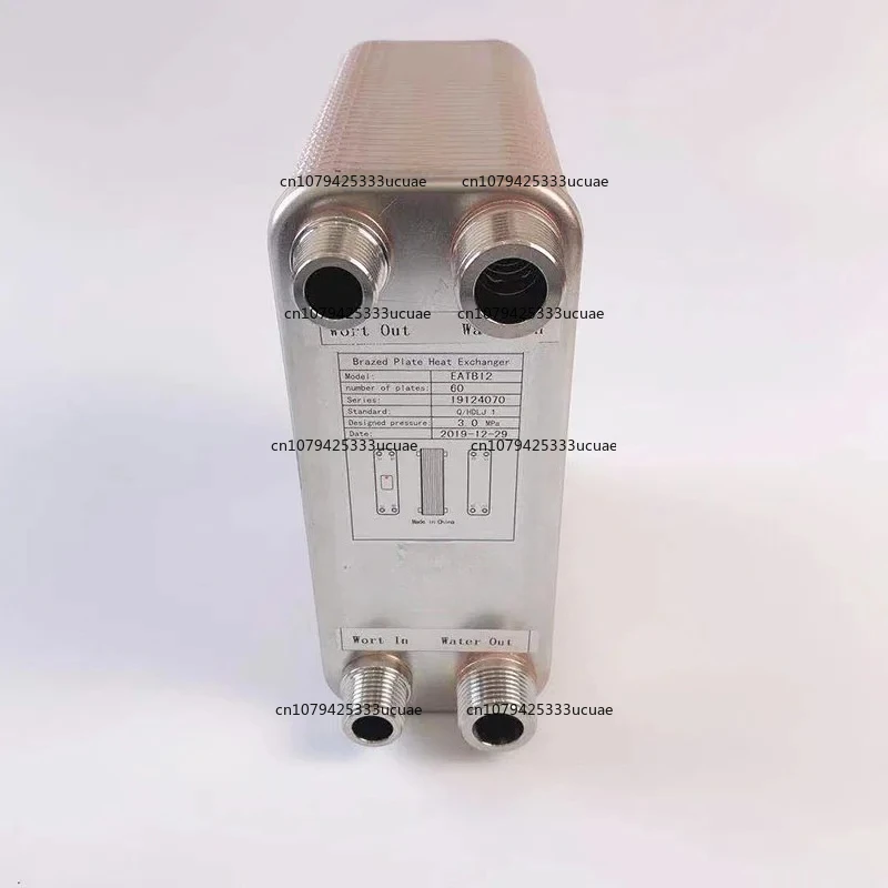 60 Plates Plate Heat Exchanger Water Beer Wort Chiller Cooler 304 Stainless Steel  for Home Brewing Beer