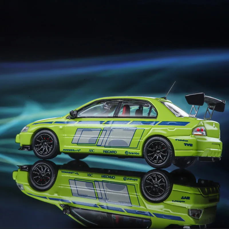 متوفر: 1:64 نموذج سيارة Lancer Evolution IX من الجيل التاسع من ميتسوبيشي EVO مصنوع من خليط معدني مصبوب، لعبة للأولاد، زخرفة قابلة للجمع للبالغين