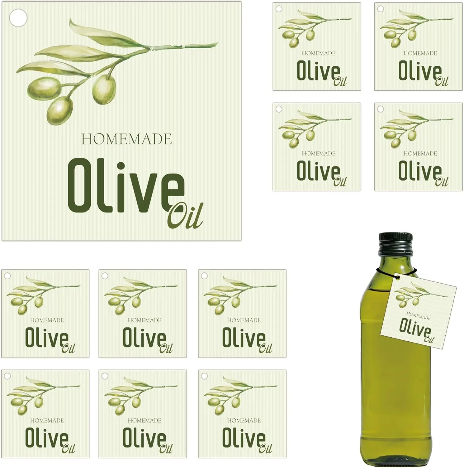 Etiquetas para botellas de aceite de oliva hechas a mano de 2 pulgadas, 30 unidades, letreros colgantes para aceite de oliva virgen extra, etiquetas para botellas de cocina para cocina rústica