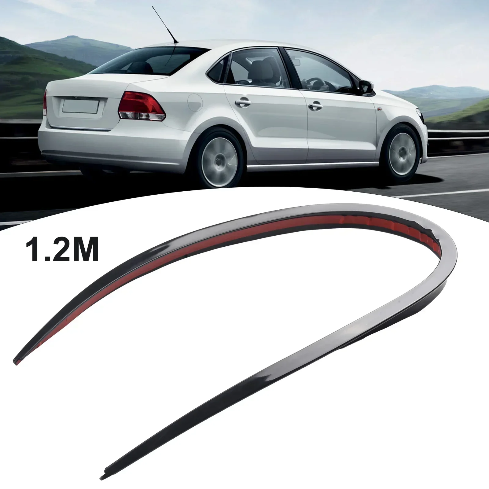 Car ABS General- 1.2M BlackSpoiler- Carbon Fiber Car Spoiler Soft Car Rear Roof Trunk Spoiler- Rear Wing- Lip Trim Stick-