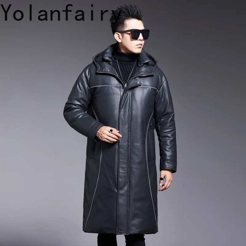 YOLANFARIY Real Sheepskin Genuine Leather Men Clothing White Duck Down Winter Coats Mens Down Jacket Doudoune Homme Slim Fit