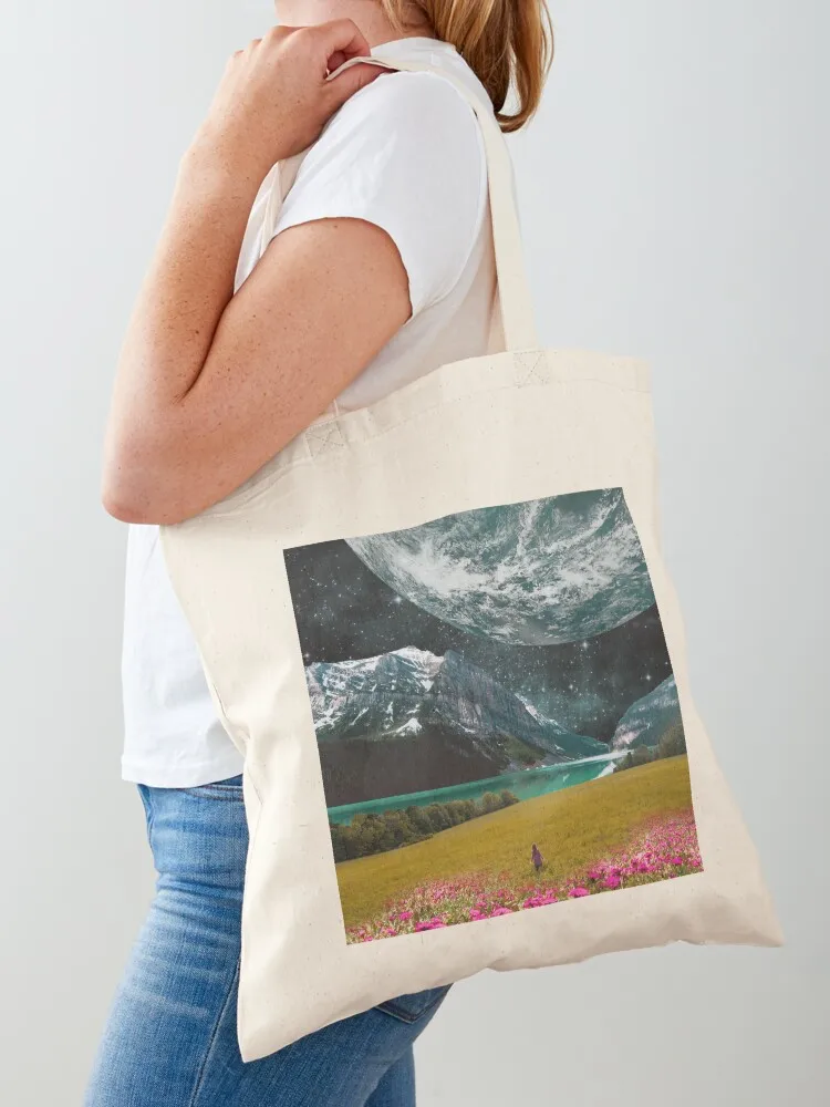 

Flowers and Lake Tote Bag tote bags aesthetic custom fabric bag Woman shopper bag Women's shopper