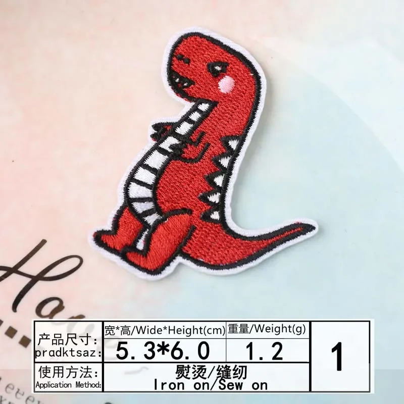 5pcs Jurassic Tyrannosaurus Rex Embroidery Punk Dinosaur Patches For Cute Kids Clothing Anime Iron Patches Thermoadhesive Badge