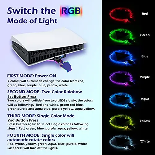 قاعدة Led لحامل Ps5 العمودي Rgb Playstation 5 Light مع 4 أوضاع ألوان لحامل ألعاب وحدة التحكم سهل التركيب بدون أدوات