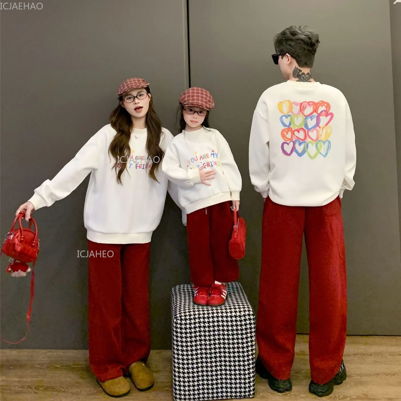 Autumn Family Matching Outfit Adult & Baby Round Neck Sweatshirts Tops for Mom Dad Twins Newborn Baby Romper Jumpsuit Casual