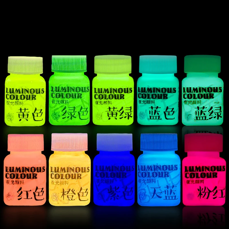 58ml/Bottle Fluorescent Pigment Long-Lasting Waterproof Luminous Paints Glow In Dark Acrylic Paints For Student Hand Painted DIY