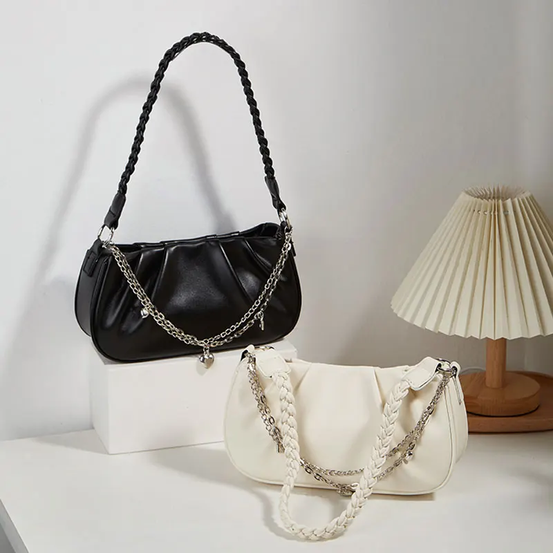 Shoulder Bag, Fashionable New Style, Trendy and Versatile, Cloud Pleated Design, Small Square Shoulder Bag