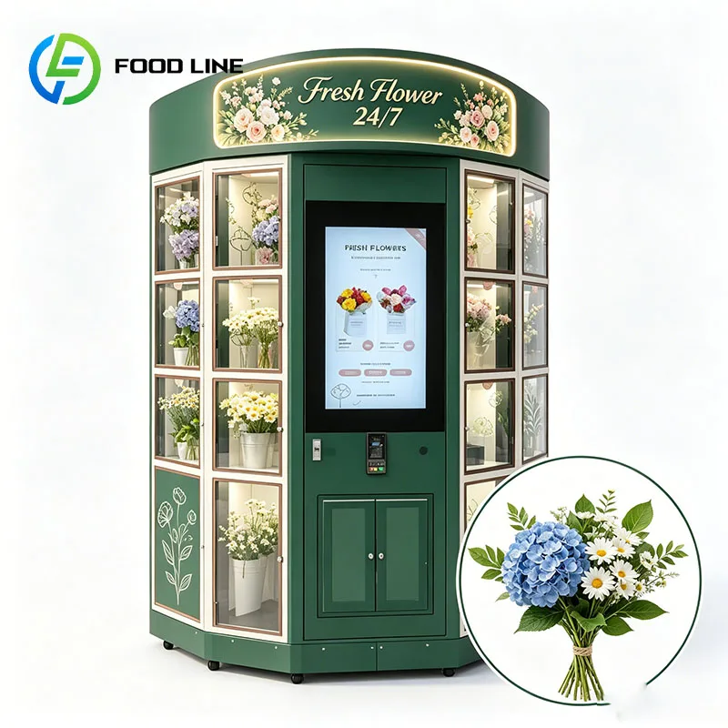 Flower Vending Machine Automatic Flower Kiosk Fresh Bouquet Dispenser Touchscreen Orchids Roses Customized