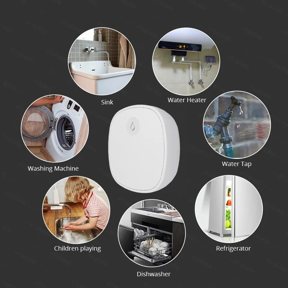 Zigbee Wireless Water Immersion Sensor Smart Home App Remote Monitoring Water Leakage Detector Security Alarm Overflow Alert