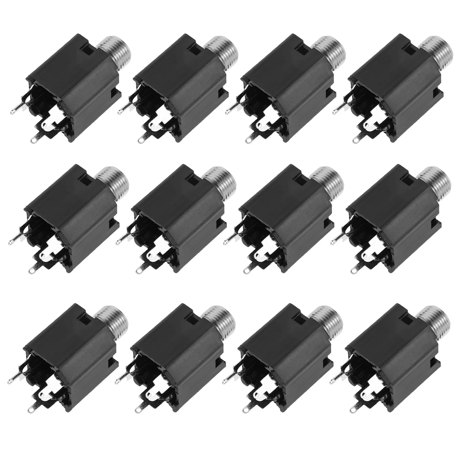 

12pcs 6.35Mm Socket Female Trs Panel Mount Jack Stereo Mixer Adapter For Amplifier Microphone Headphones Audio Connector For