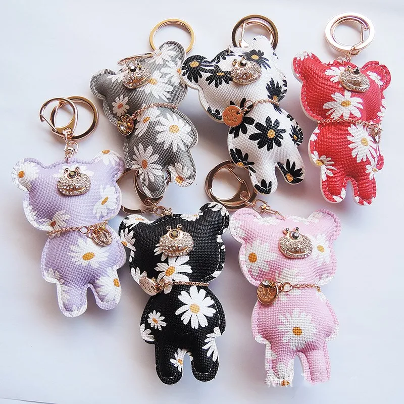 Fashion Cartoon Bear Keychain Soft PVC Animal Key Chain For Women Bag Charm Keyring Trinket AirPods Wallet Cute Key Ring Jewelry