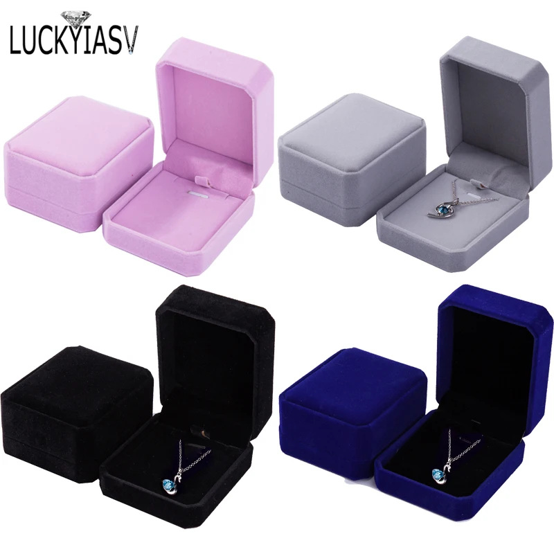 

Flip Cover Jewelry Storage Boxes Neclakc Pendant Jewelry Box Velvet Case Earrings Plastic Display Box 7*8*4cm