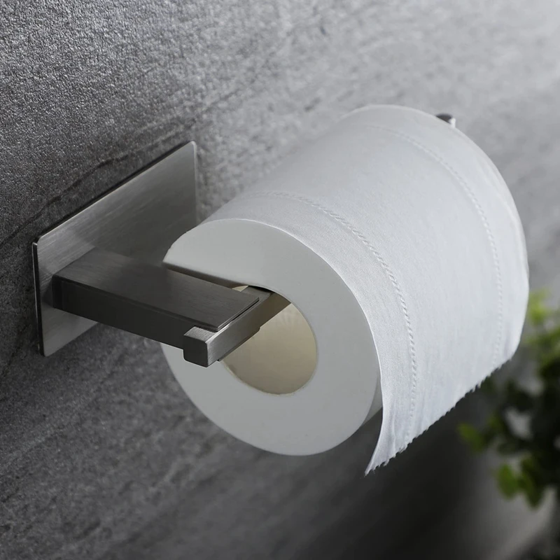 AA86 ペーパーホルダー、穴あけ不要、自己粘着トイレットペーパーホルダー、金属製トイレットペーパーホルダータオルフックキッチン B 使いやすい